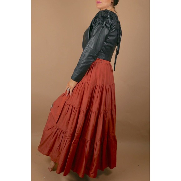 Embroidered Rust Maxi Skirt - Picture 12 of 12